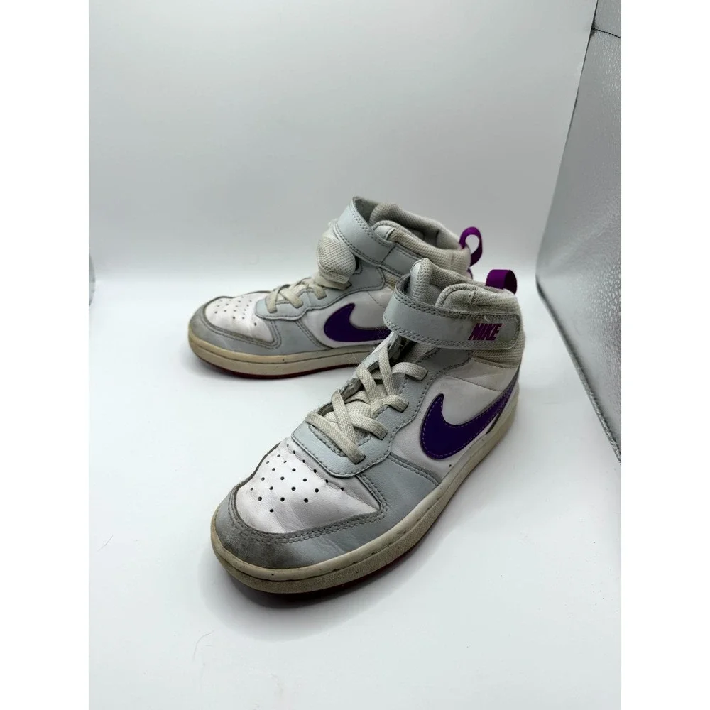 Nike Court Borough Mid 2 PS CD7783-009 Kid 13 Pure Platinum Purple Leather Shoes